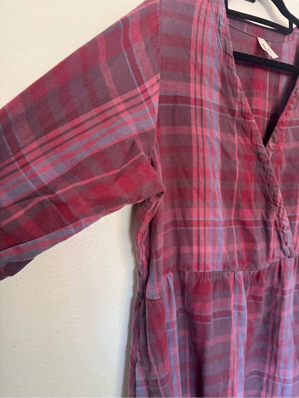 Pact Fireside Flannel Crossover Dress Red XXL Plus Midi Organic Cotton - Picture 6 of 13